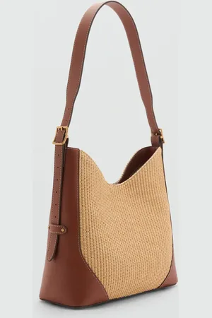 MANGO Raffia-effect shoulder bag