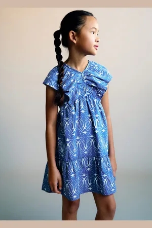 MANGO Printed dress with ruffled sleeves