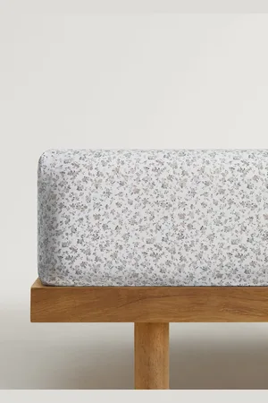 MANGO Cotton percale printed bottom sheet for cot