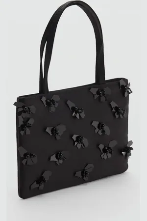 MANGO Handbag with flower appliqué