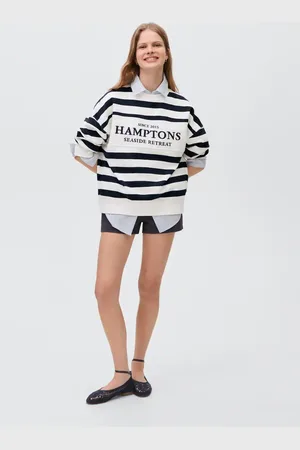 MANGO Message striped sweatshirt