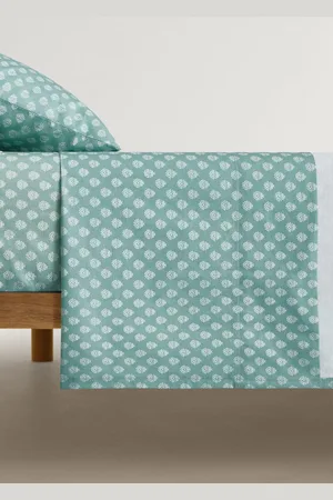 MANGO Cotton percale small-flower top sheet for cot