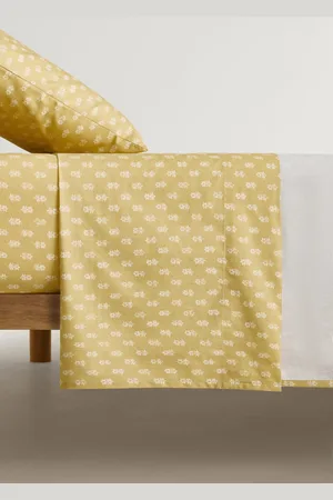 MANGO Cotton percale small-flower top sheet for cot