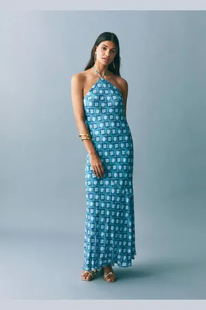 MANGO Halter-neck printed dress