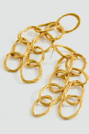 MANGO Long earrings with intertwined hoops