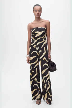 MANGO Printed strapless jumpsuit