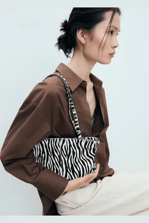 MANGO Zebra-print leather bag