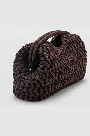 MANGO Natural fiber clutch bag