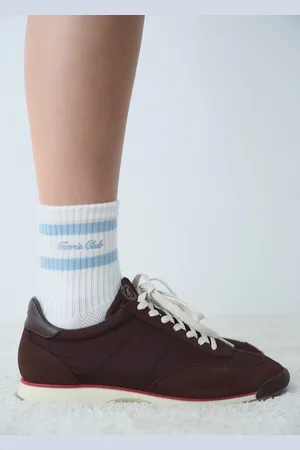 MANGO Striped socks with embroidered message