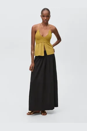 MANGO Ruffled long skirt