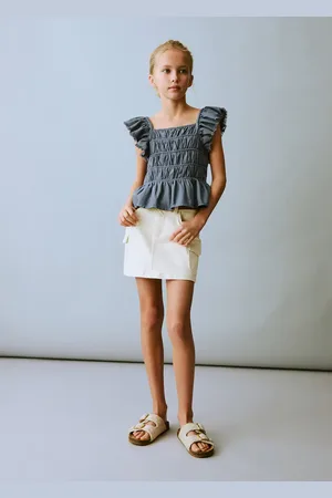 MANGO Denim cargo skirt