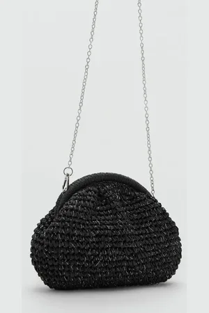 MANGO Natural fiber clutch bag