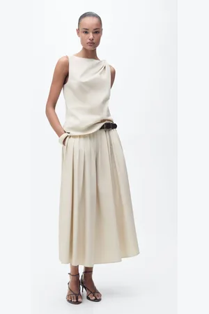 MANGO Flared skirt with pleated detail