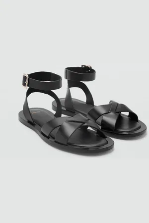 MANGO Leather sandals with buckle strap