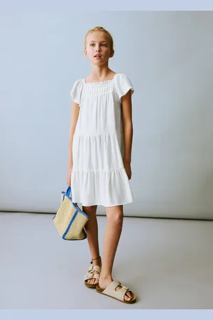 MANGO Ruffled linen dress