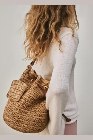 MANGO Natural fibre shoulder bag