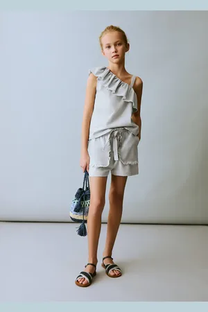 MANGO Linen shorts with belt