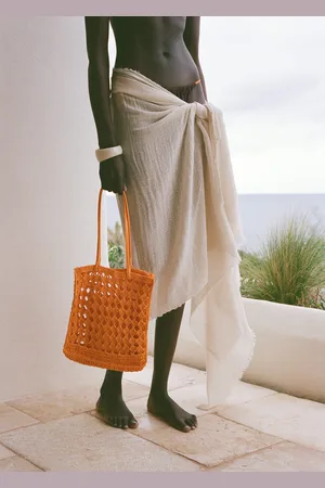 MANGO Natural fibre openwork shopper bag
