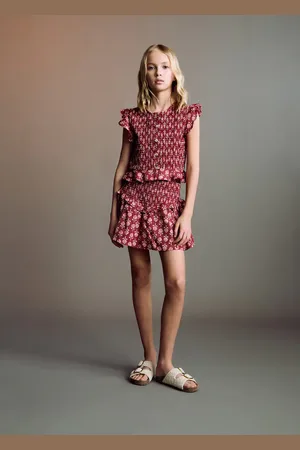 MANGO Ruffled gathered mini skirt