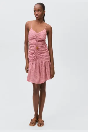 MANGO Printed ruched dress