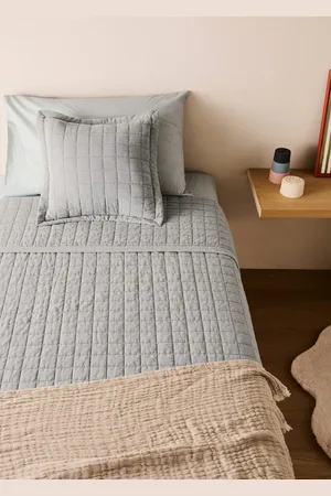 MANGO Washed cotton checked cot bedspread