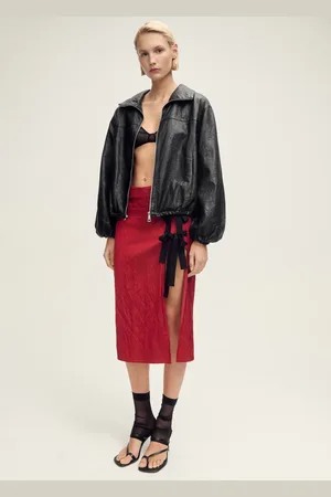 MANGO Oversized leather jacket