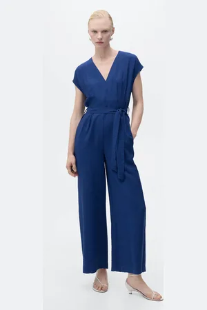 MANGO Long cropped jumpsuit with belt