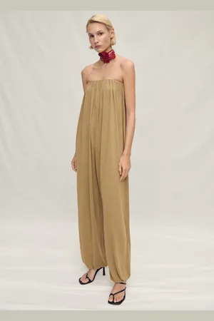 MANGO Strapless jumpsuit with puffed hem