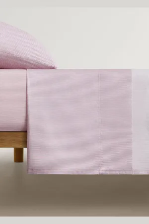 MANGO Cotton percale striped top sheet for cot