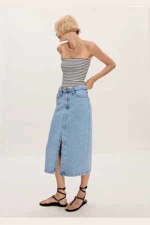 MANGO Slit denim skirt