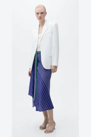 MANGO Striped midi-skirt with belt