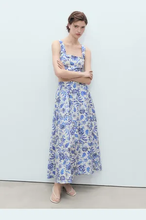 MANGO Long floral flared skirt