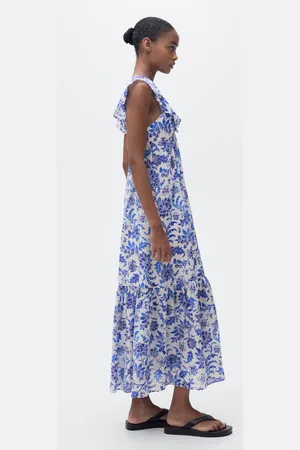 MANGO Ruffled floral print dress
