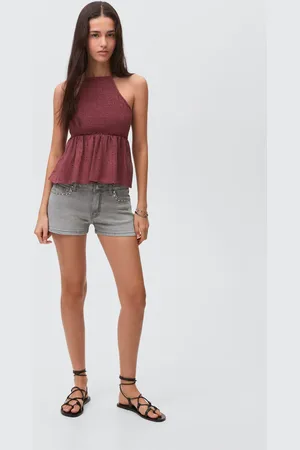 MANGO Studded denim shorts