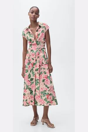 MANGO Printed shirt dress with belt