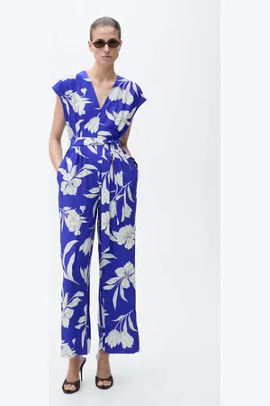 MANGO Long cropped jumpsuit with belt