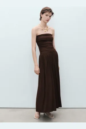 MANGO Combined strapless dress