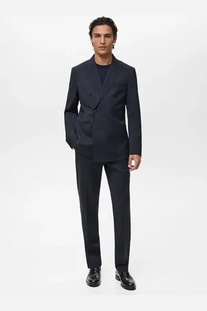 MANGO 100% cold wool double-breasted suit blazer