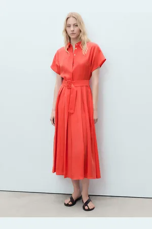 MANGO Flared midi-dress with belt