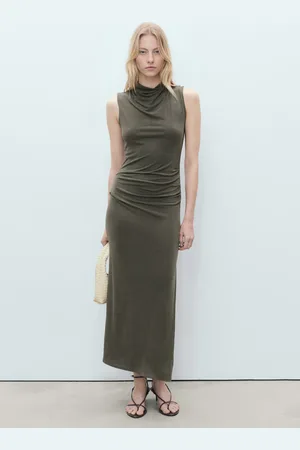 MANGO Draped neck modal dress