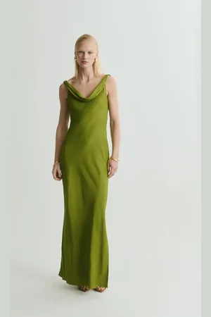MANGO Textured dress with draped neckline