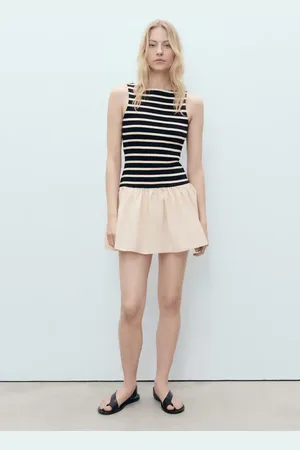MANGO Short dress with combined design