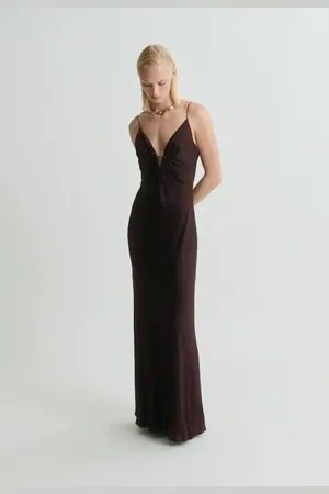MANGO V-neck satin dress