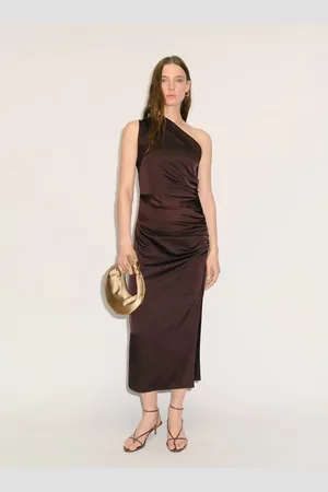 MANGO Asymmetrical satin dress with side slits