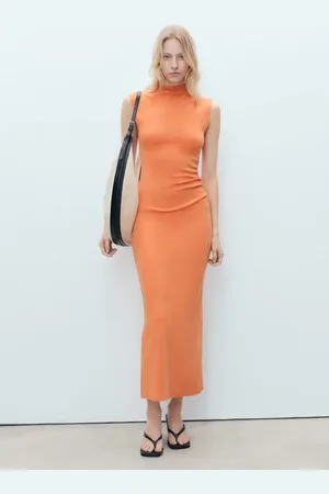 MANGO Draped dress with perkins collar