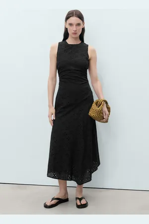 MANGO Midi dress with openwork embroidery motifs