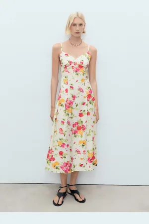 MANGO Floral-print flared dress