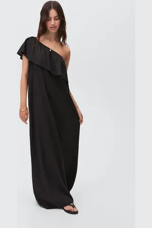 MANGO Ruffled linen dress