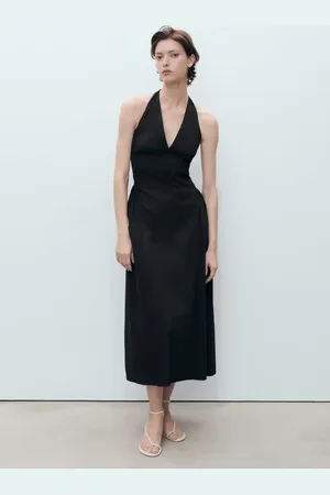 MANGO Halter neck cotton midi-dress