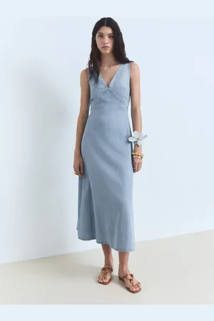 MANGO Lyocell V-neck midi-dress